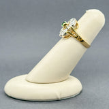 Estate 18K Y Gold 0.31ctw Diamond & 0.16ct Emerald Ring