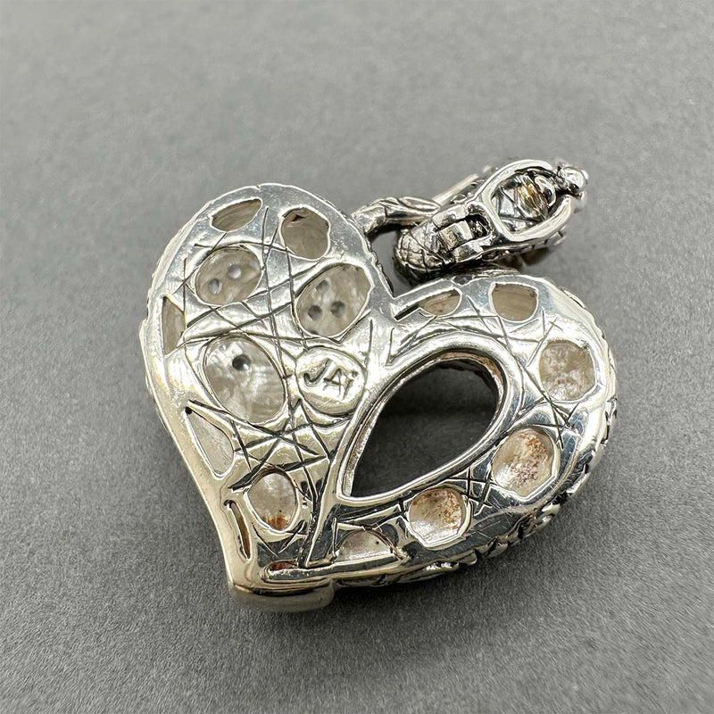 Estate Jai SS 14 0.34ctw Chalcedony & Sapphire Crocodile Heart Pendant