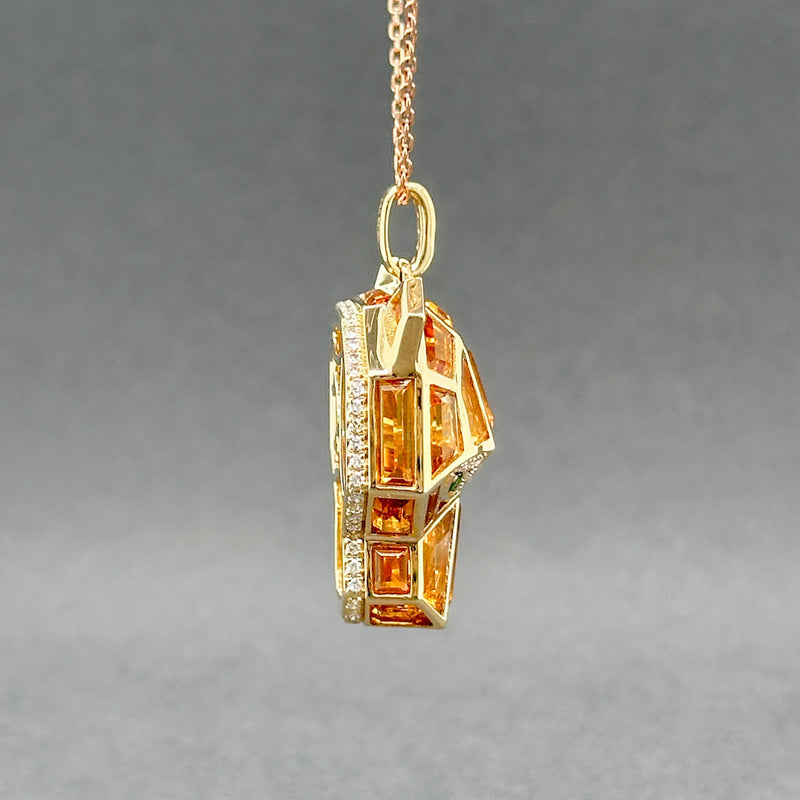 Estate Effy 14K Y Gold 9.51ctw Citrine & Garnet & 0.25ctw H/SI1-2 Diamond Panther Pendant