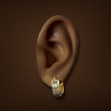 Estate 18K Y Gold 17.0mm Stepped Hoop Earrings