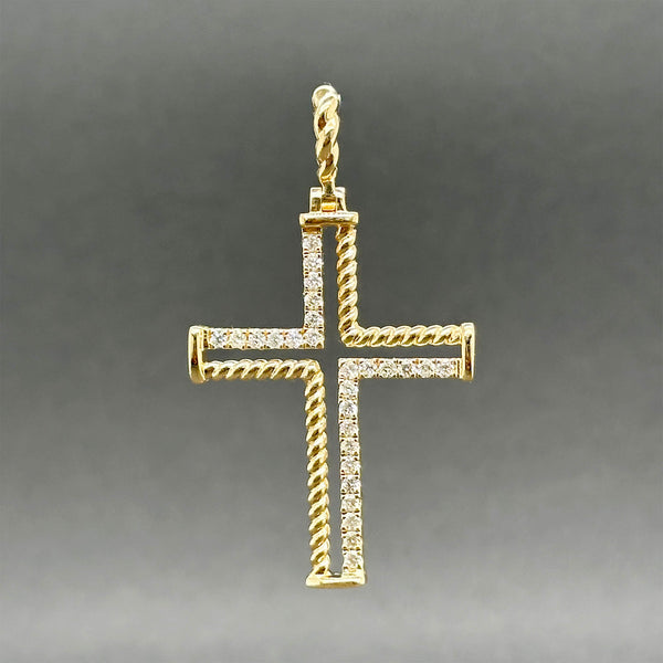 Estate 14K Y Gold 0.25ctw F-G/SI1-2 Diamond Cross Pendant