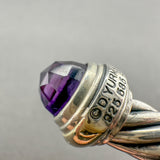 Estate David Yurman SS 14 Amethyst Cable Classic Cuff Bracelet