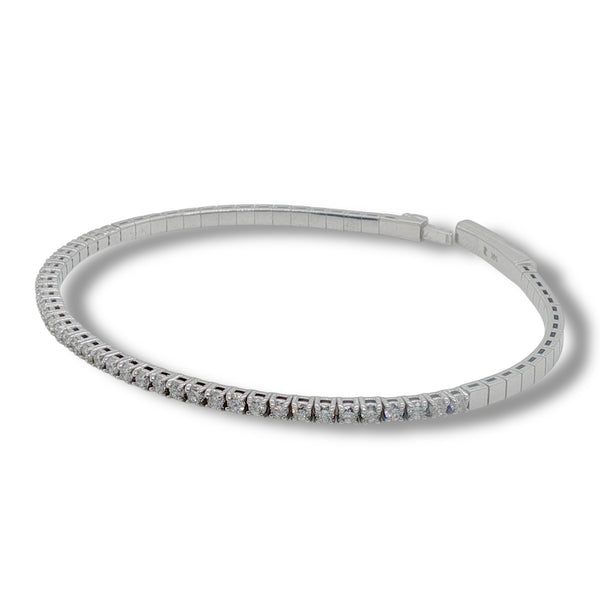 14K W Gold 1.00ctw H/SI1 Diamond Flexible Bangle Bracelet