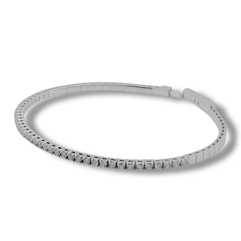 14K W Gold 1.00ctw H/SI1 Diamond Flexible Bangle Bracelet