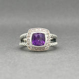 Estate David Yurman SS 1.56ct Amethyst & 0.21ctw Diamond Albion Ring