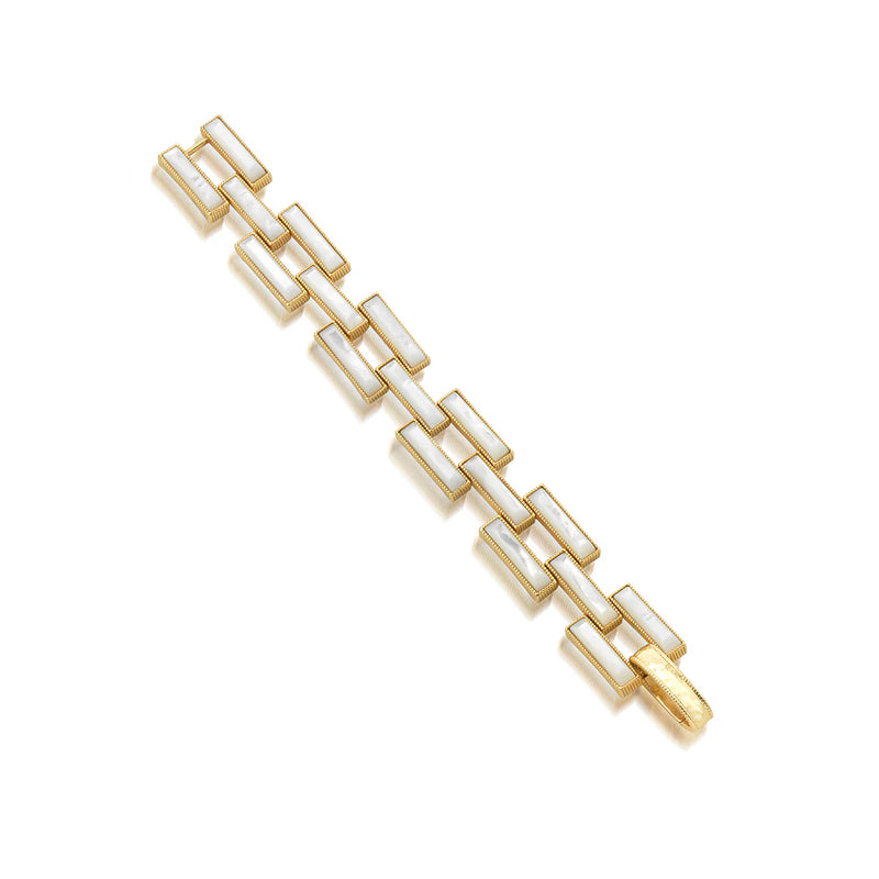 Brass YGP  MOP Pathway Link Bracelet 7.5"