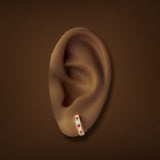 Estate 14K Y Gold 0.24ctw Ruby & 0.09ctw Diamond J Hoop Earrings