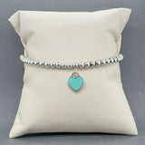 Estate Tiffany & Co. SS Blue Heart Beaded Bracelet