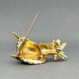 Estate 18K Y Gold 0.35ctw Emerald & 0.36ctw Diamond Owl Pin