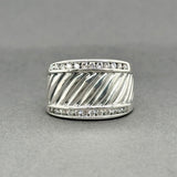 Estate David Yurman SS 0.42ctw G-H/VS2-SI1 Diamond Cable Cigar Ring