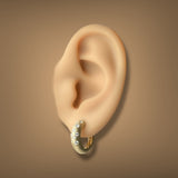 14K Y Gold 0.34ctw G/SI1 Brushed Finish Pave Set Diamond Hoop Earrings