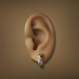 Estate 14K TT Gold 0.17ctw Diamond J Hoop Earrings