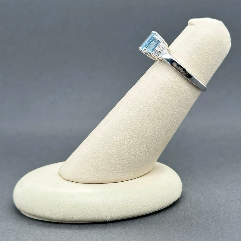 Estate 14K W Gold 1.46ctw Aquamarine & 0.07ctw Diamond Ring