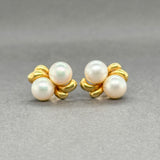 Estate 14K Y Gold Double Pearl Stud Earrings