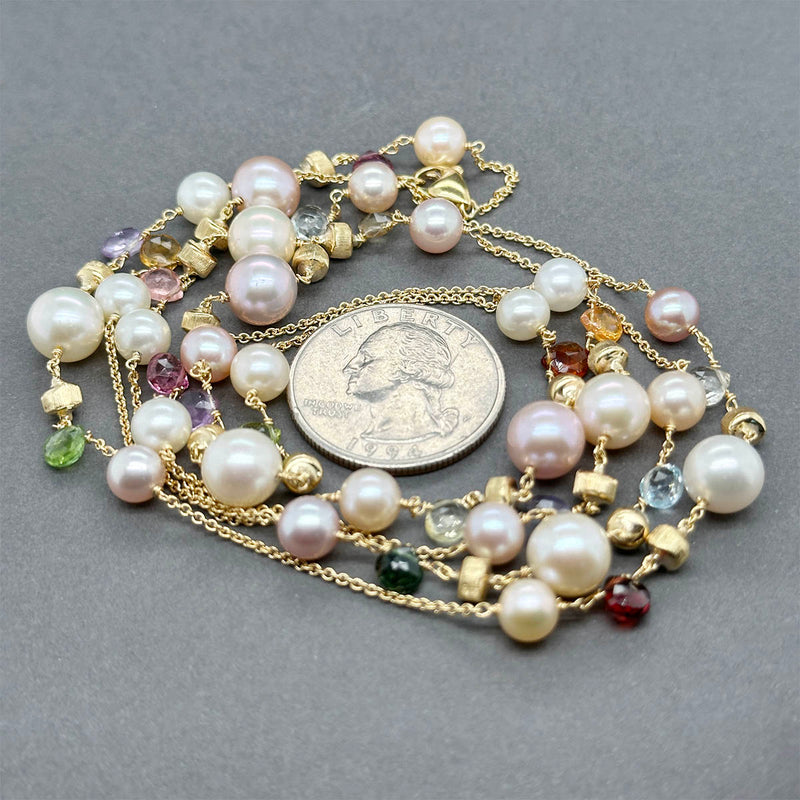 Estate Marco Bicego 18K Y Gold Paradise Pearl & Gemstone 36” Necklace