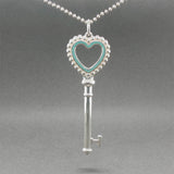 Estate Tiffany & Co. SS Blue Enamel Large Beaded Key Pendant