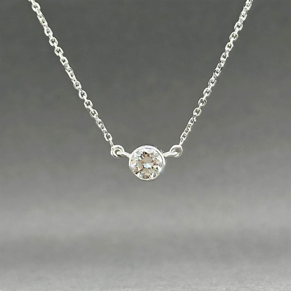 Estate 14K W Gold 0.45ct J/SI1 Diamond Solitaire Necklace