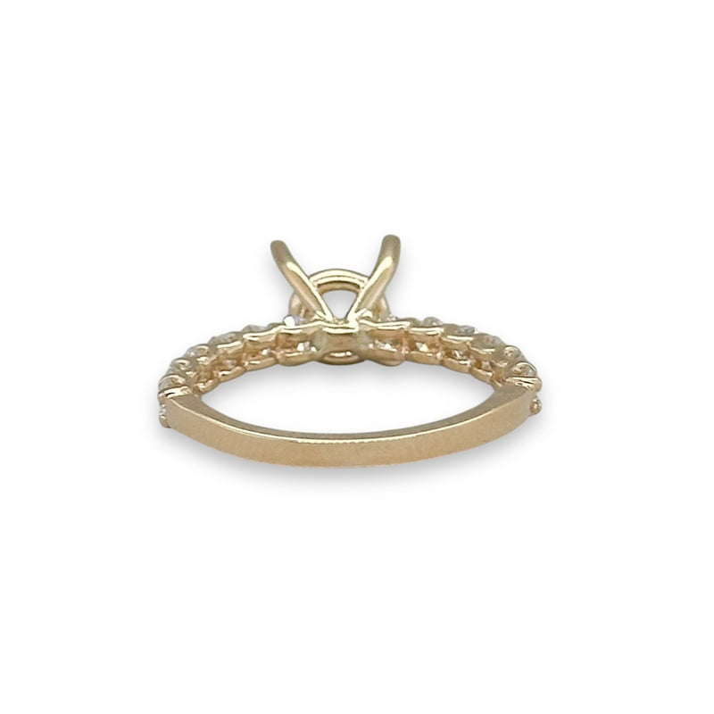 14K Y Gold 0.75ctw G/I1 12 Stone Diamond Mounting