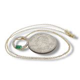 14K Y Gold 0.28ctw G/SI1 Diamonds and 0.28ctw Emerald Circle Pendant