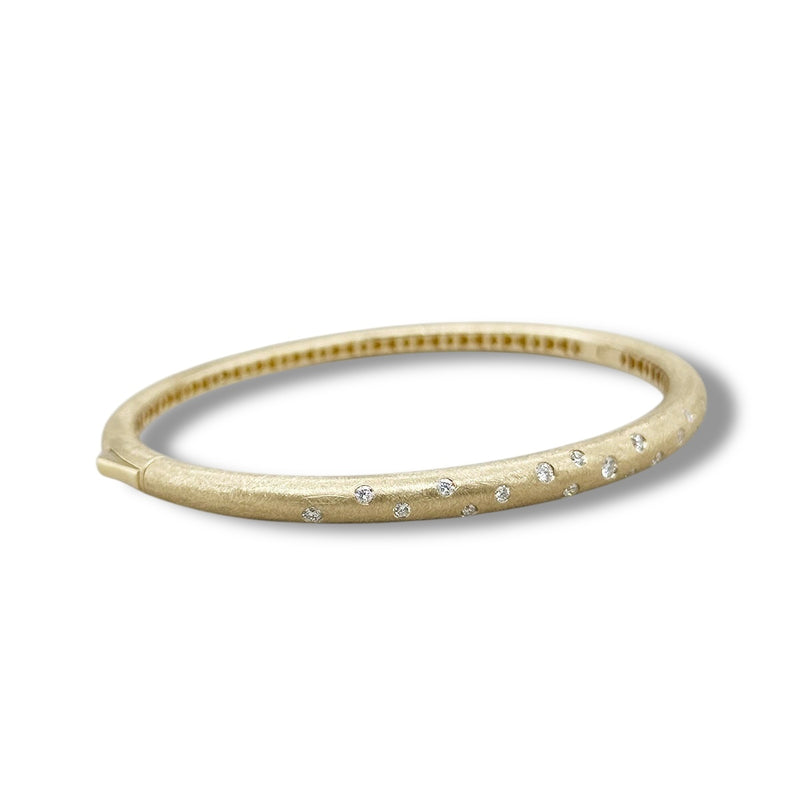 14K Y Gold 0.32ctw  F/SI1 Brushed Finish Diamond Bangle