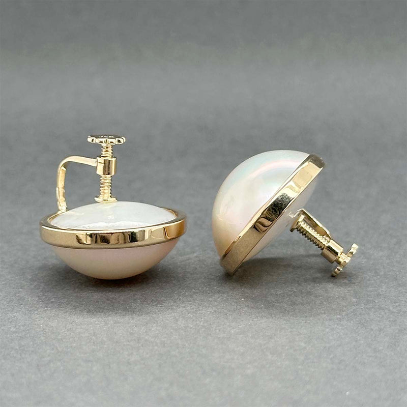 Estate 14K Y Gold Mabe Pearl Non-Pierced Earrings