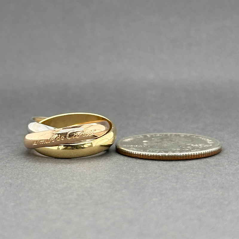 Estate Cartier 18K Tri Color Gold Trinity Classic Ring