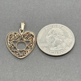 Estate 14K R Gold Star of David Heart Pendant