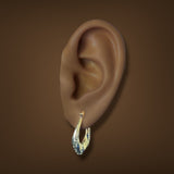 Estate 14K TT Gold Textured Oval Hoop Earrings