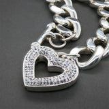 Estate SS CZ Heart Toggle Curblink Bracelet