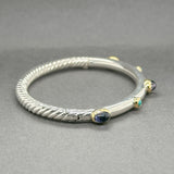 Estate David Yurman SS 18 Turquoise & Iolite Bangle Bracelet