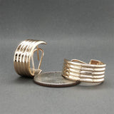 Estate 14K Y Gold Ribbed J Hoop Earrings