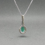 Estate 14K W Gold 0.66ct Emerald & 0.24ctw Diamond Pendant