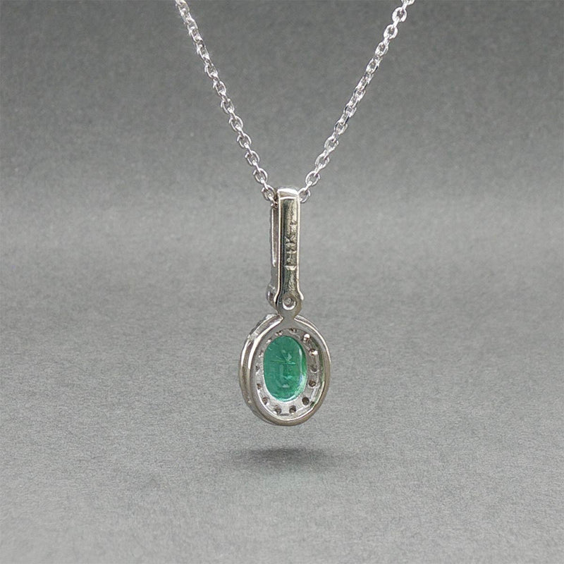 Estate 14K W Gold 0.66ct Emerald & 0.24ctw Diamond Pendant