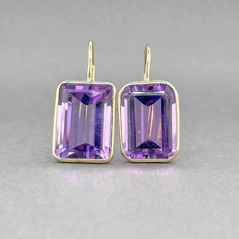 Estate 14K Y Gold 14.68ctw Amethyst Drop Earrings