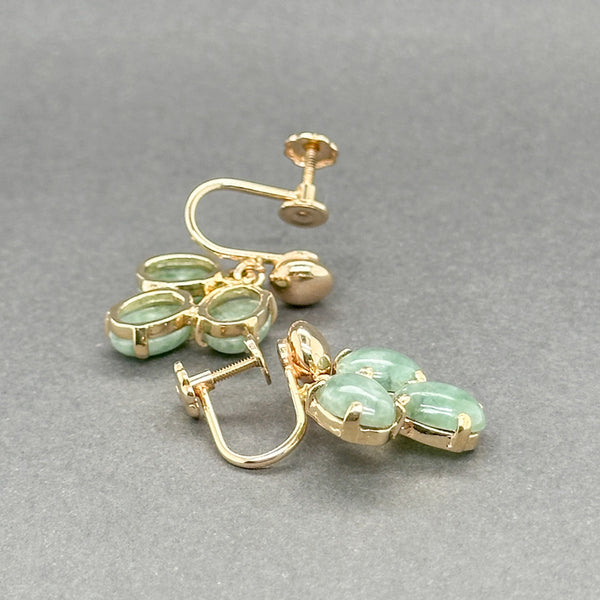 Estate Retro 14K Y Gold 5.71ctw Jadeite Non-Pierced Earrings