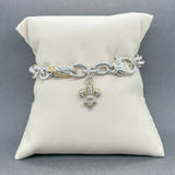Estate Judith Ripka SS CZ Fleur De Lis Charm Bracelet