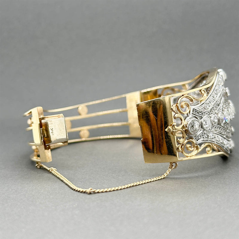 Estate Art Deco Platinum & 14 8.26ctw Diamond Bangle Bracelet