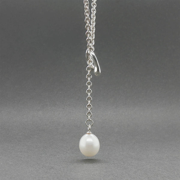Estate Tiffany & Co. SS Peretti Open Heart Pearl Lariat Necklace