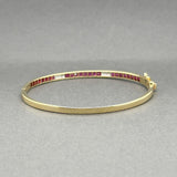 Estate 14K Y Gold 1.92ctw Ruby & 0.05ctw Diamond Bangle Bracelet