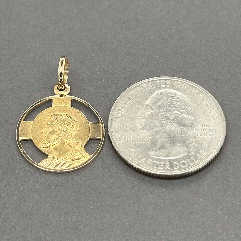 Estate 18K Y Gold Jesus Medallion Pendant