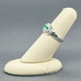 Estate 14K W Gold 0.40ctw Emerald & 0.07ctw Diamond Ring