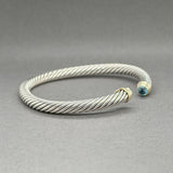 Estate David Yurman SS 14 Topaz Classic Cable Cuff Bracelet