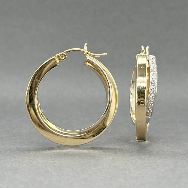 Estate 14K TT Gold 0.12ctw Diamond Hoop Earrings