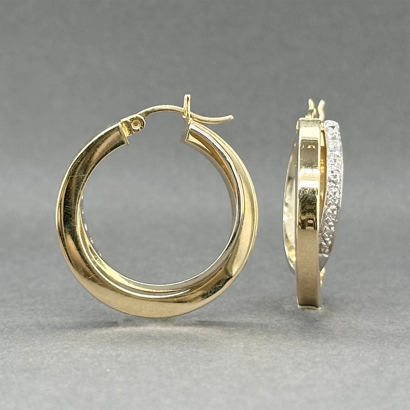 Estate 14K TT Gold 0.12ctw Diamond Hoop Earrings