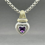 Estate David Yurman SS 14 Amethyst Heart Enhancer 32” Pendant