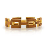 Brass YGP  Teak Wood Pathway Link Bracelet 7.5"