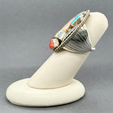 Estate SS Bear Claw, Coral, & Turquoise Ring