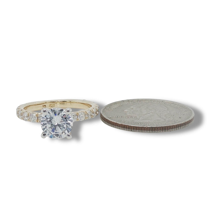 14K Y Gold 0.90ctw G/SI1 3/4 around Diamond Engagement Ring Mounting