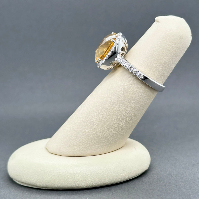 Estate 18K W Gold 7.19ct Citrine & 0.70ctw Diamond Ring