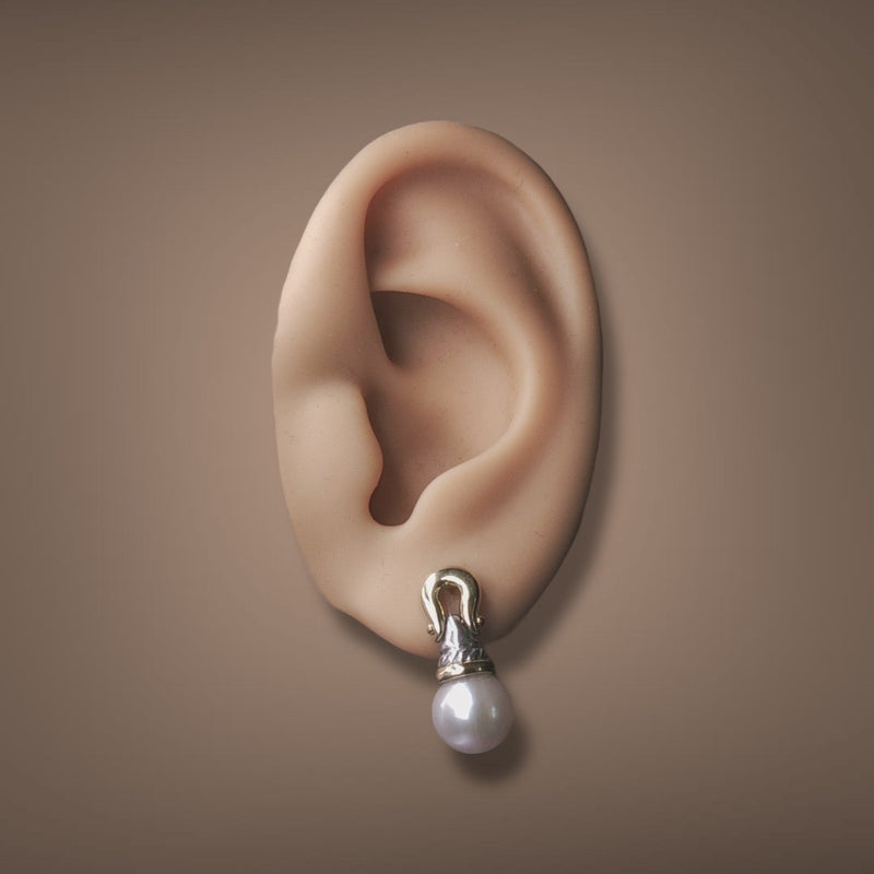 Estate David Yurman SS 18 Pearl Drop Earrings